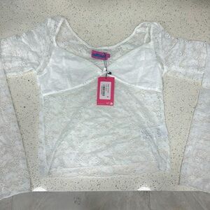 EDIKTED WHITE SHEER LACE TOP